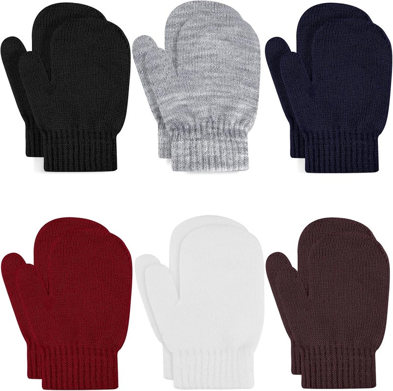 ONESING 5 Pair Toddler Mittens Black Baby Winter Gloves for Girls Boys - Warm Newborn Gloves - Image 1